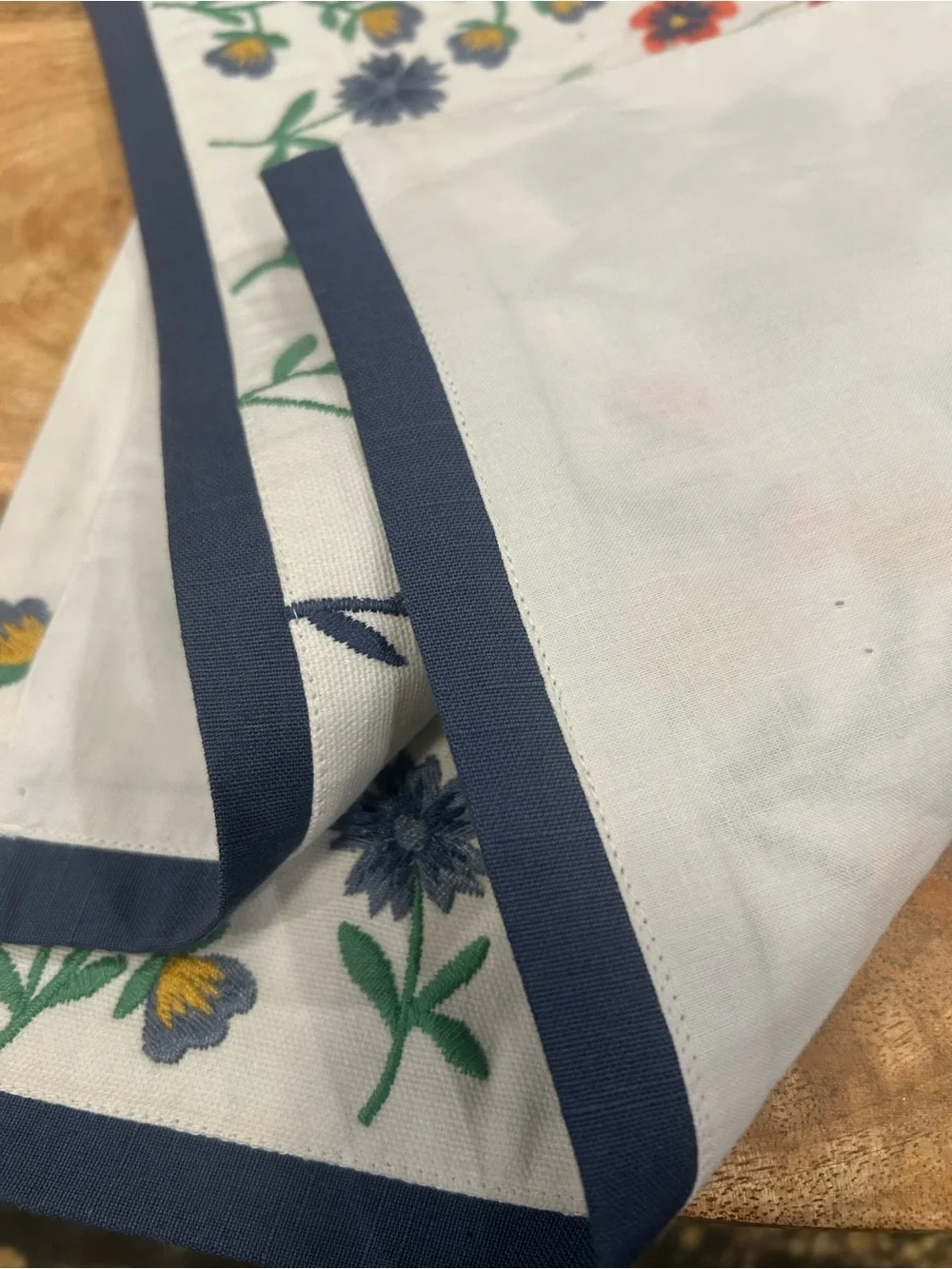 Embroidered Floral Table Runner White with Multicolor Floral Accents